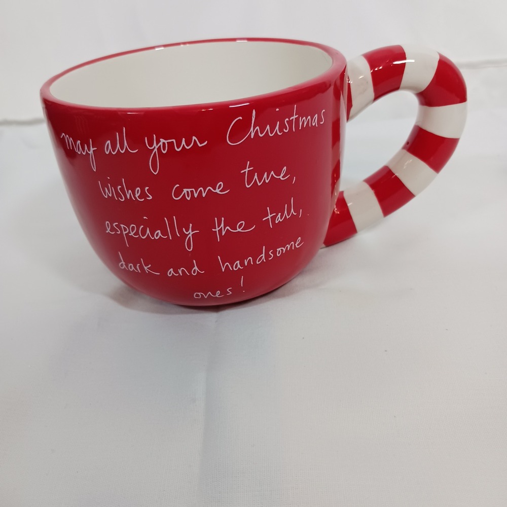 Sandra Magsamen Coffee Mug Red Excellent Christmas Candy Cane Handle Holds 16 oz